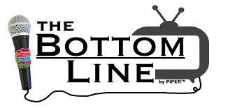 A black and white logo for The Bottom Line by Piper featuring a classic television silhouette and a microphone, indicating an evaluation of the Best IPTV options.